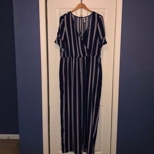 Navy blue and White Stripped Jumpsuit